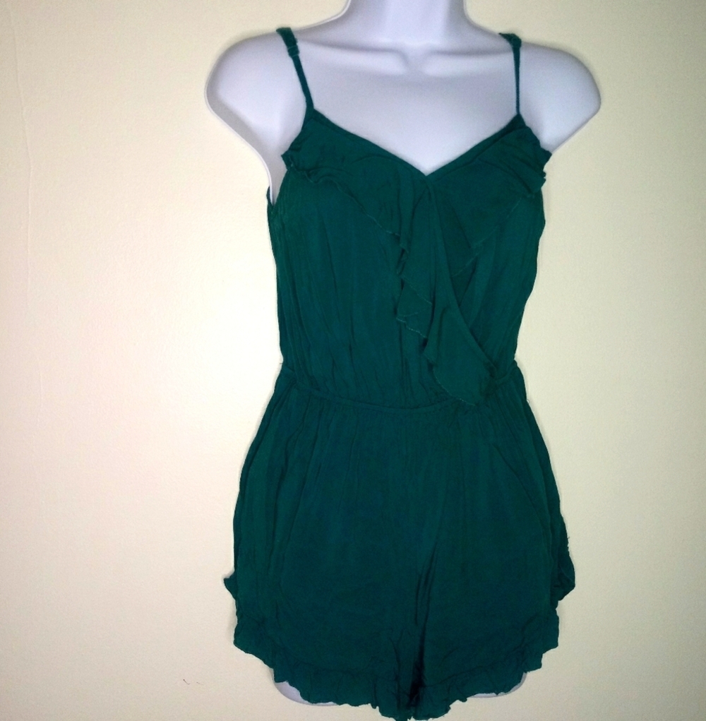 Xhilaration Teal shorts Ruffle Romper 